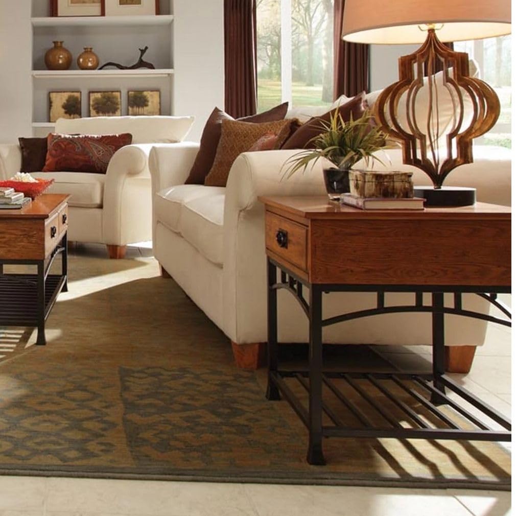 Homestyles Modern Craftsman Distressed Oak End Table