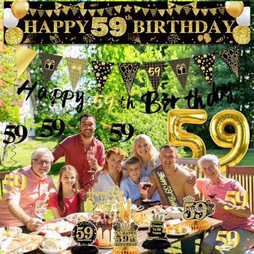 Image of 59th Birthday Decorations for Men, Black Gold 59th Party Decoration Kits