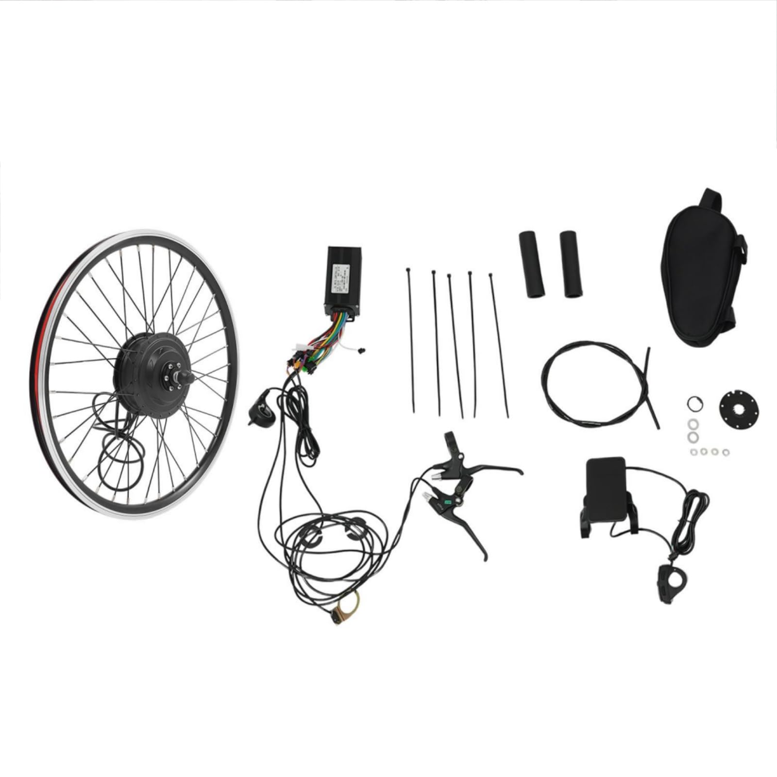 Kit de conversion de vélo électrique 36 V 500 W roue avant 24 pouces avec écran, régulateur de vitesse, capteur PAS et poignée d'accélérateur, 5 vitesses, 35 km/h, kit de conversion roue