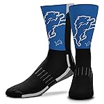 For Bare Feet NFL Adult Curve Socks - Game Day Apparel - Machine Washable - Warm & Cold Weather - Comfort and Style for Men &Women (Detroit Lions - Black, Adult Large)