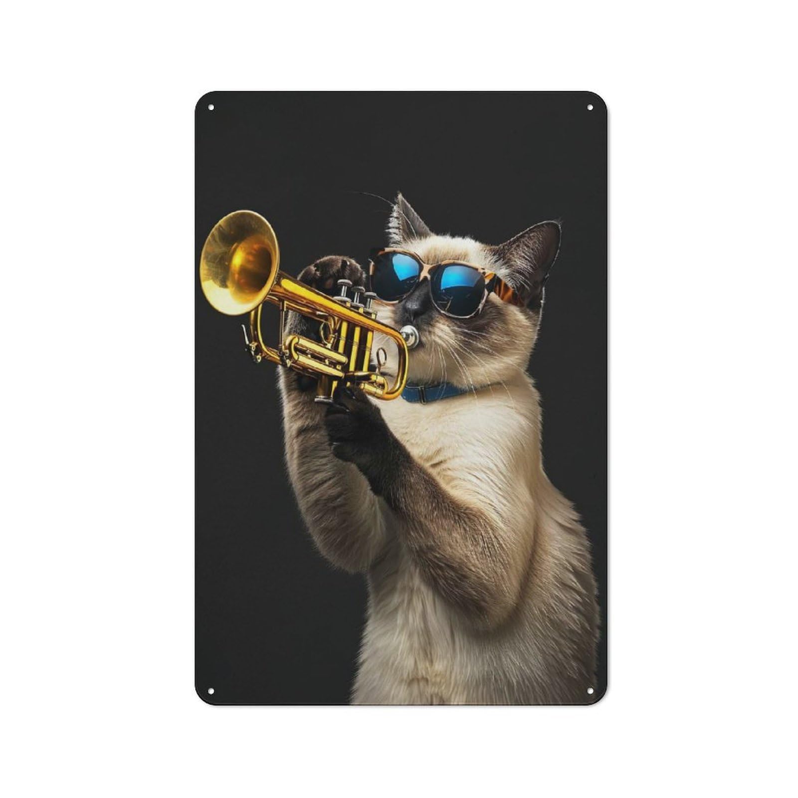 Junmoney Style-13 Metal Wall Sign 30X20cm Featuring Siamese Trumpet For Bar Or Restaurant, Gift For Bar Decor Enthusiasts During The Christmas Season