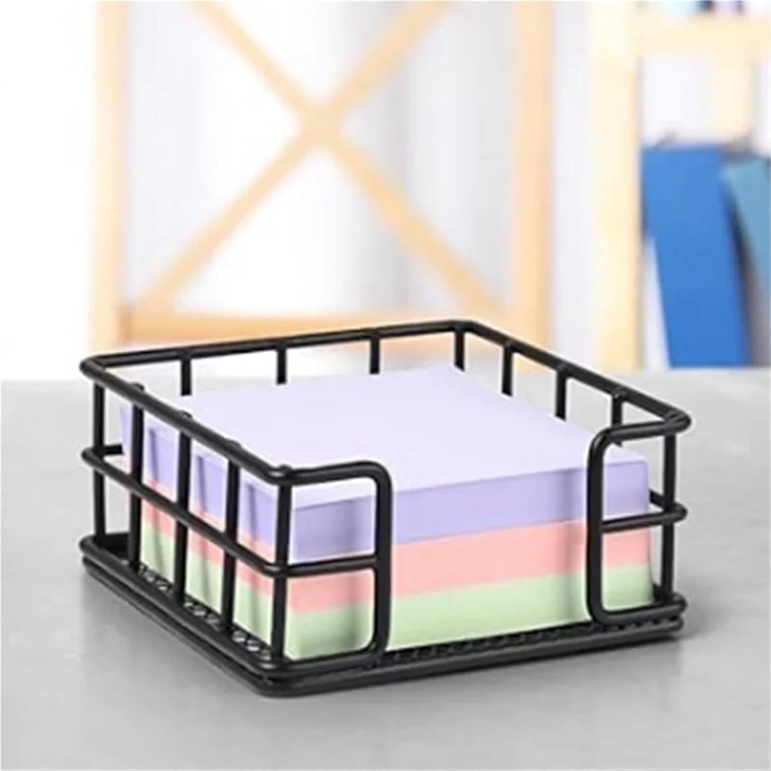 Sticky Note Holder 3pcs Metal Sticky Note Holder 3.6X3.6X1.8 Square Black Dispenser For Desk Office Dorm