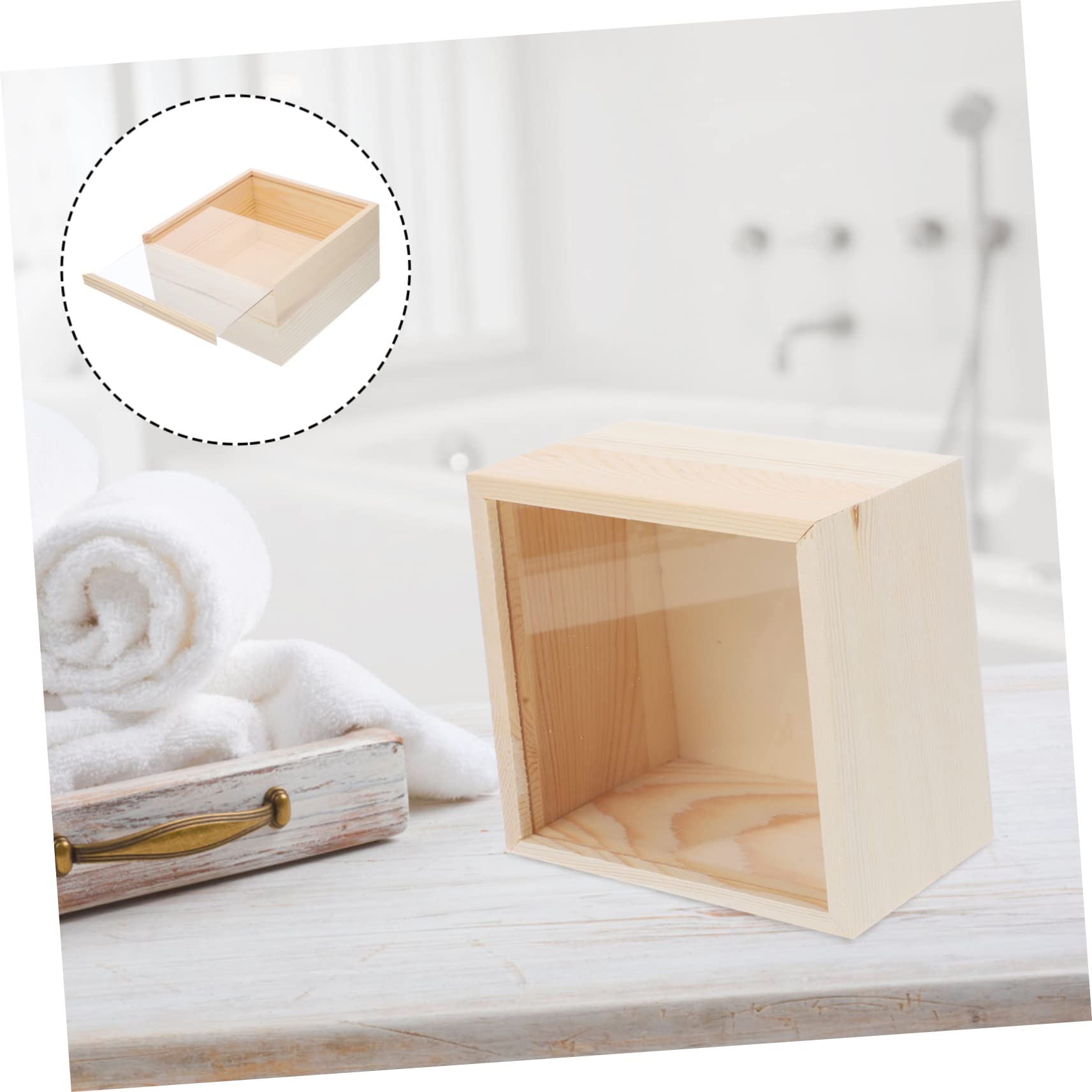Scatola Portaoggetti in Legno Con Coperchio in Acrilico Per Collane Bracciali Elegante Contenitore Per Gioielli