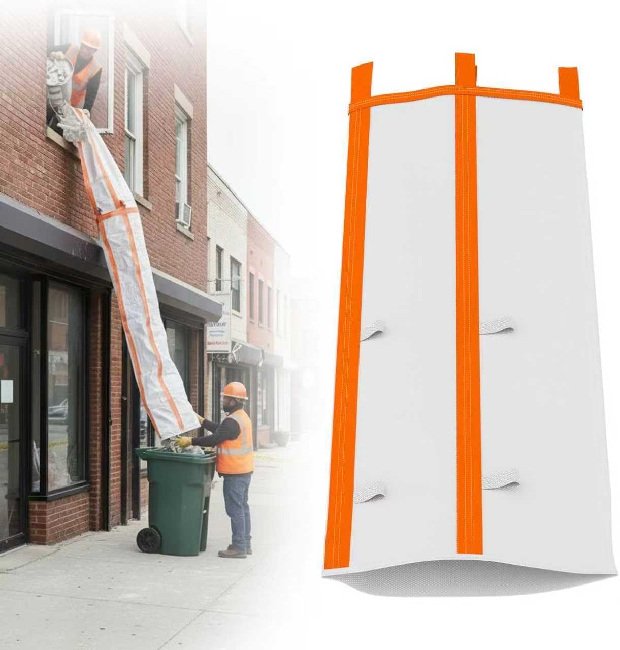 Scivolo per Rifiuti Edili da 300 cm in Polipropilene, Sacco di Spazzatura per Trasporto Residui di Cemento e Immondizia, Resistente all'Strappo