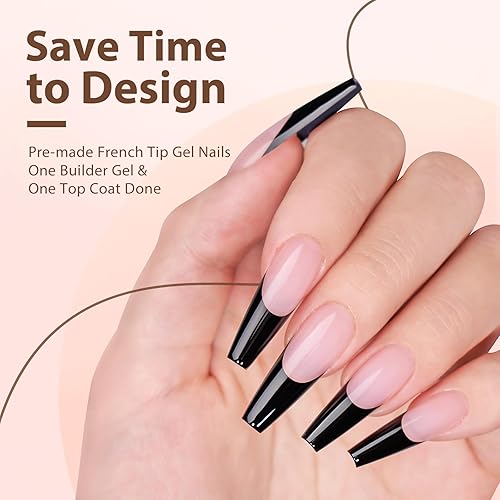 Miniatura 2 de btartboxnails XCOATTIPS - Uñas de gel francesas a presión, uñas postizas de gel suave, uñas postizas extralargas, uñas postizas acrílicas para