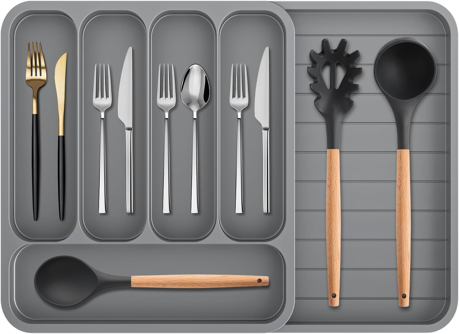 Addis Expandable Drawer Organiser Cutlery Utensil Tray with 6 8