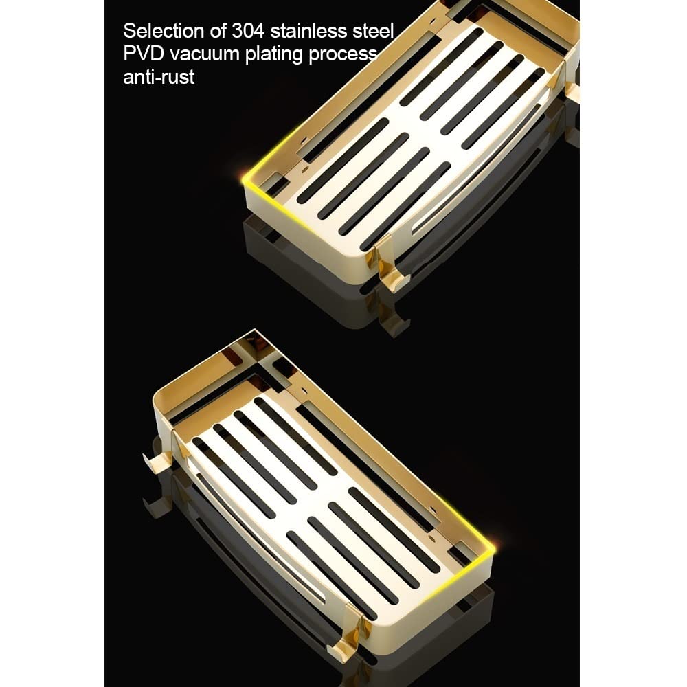 Estante rectangular de esquina para ducha montado en la pared, estante de almacenamiento de baño de acero inoxidable, cesta de drenaje de 3 capas con gancho