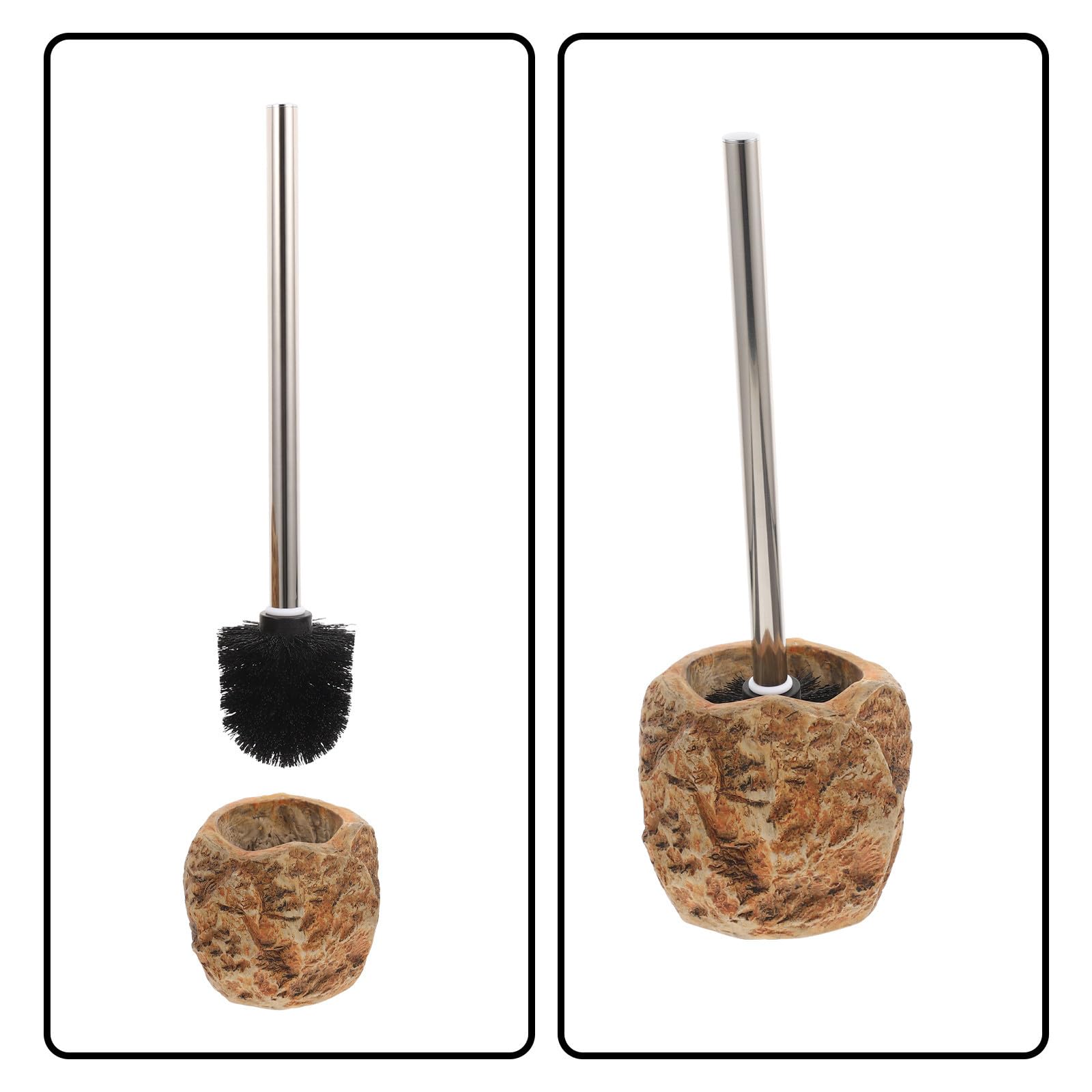 ibasenice Cepillo Mango de Acero Inoxidable y para Limpiar Baño Base de Cerámica Escobillo WC Color Aleatorio Conveniente para Uso en Hogar y Comerciales