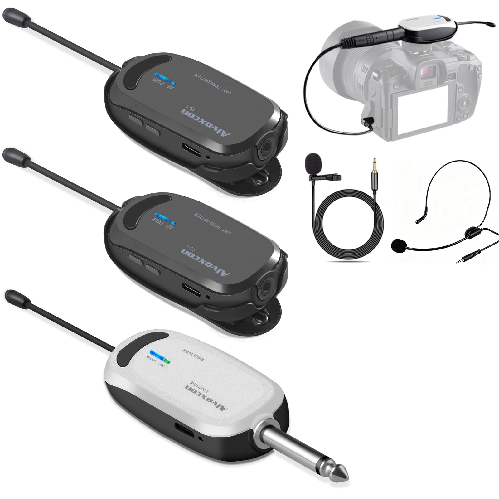 UHF WIRELESS MICROPHONE ワイヤレスマイクセット Amazon | ワイヤレスマイク UHF 2人用 ピンマイク/ヘッドセット両対応