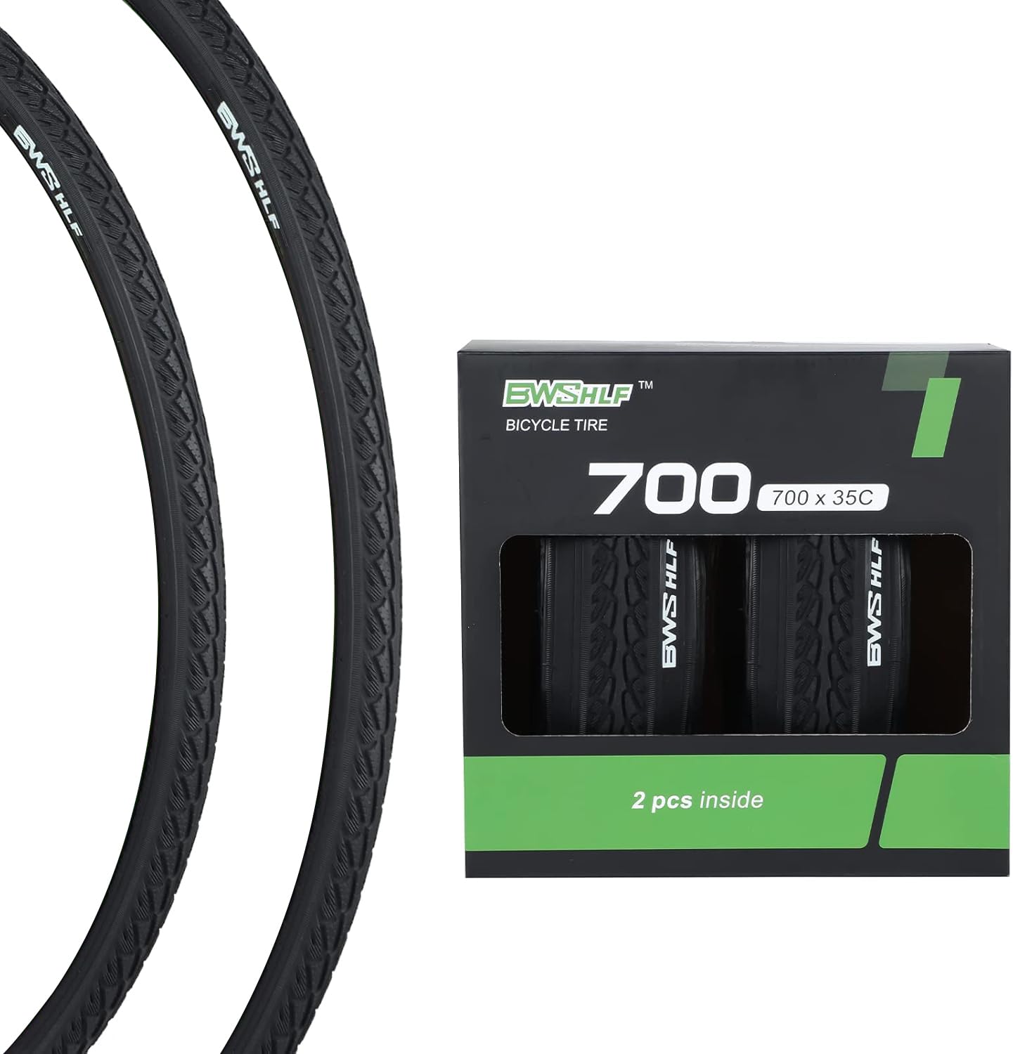 BWSHLF 700x23/25/28/35c Road Bike Tire, Folding Bead Replacement Cycling Bicycle Tires Black Durable 2 Pack