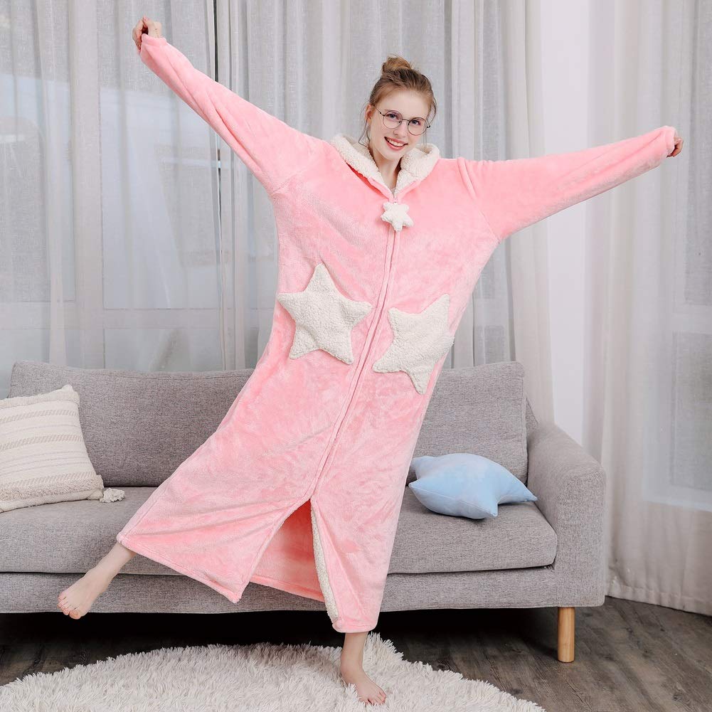 Damen Bademantel Mit Kapuze - Kuschelig Weich Aus Fleece