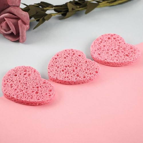 Miniatura 10 de 60 esponjas faciales comprimidas con contenedor, esponja facial en forma de corazón, almohadillas 100% naturales para limpieza, masaje, mascarilla
