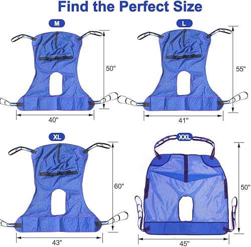 Miniatura 4 de Eslinga universal de malla de cuerpo completo con apertura de cómoda, eslingas de poliéster para elevadores de pacientes, compatible con Hoyer,