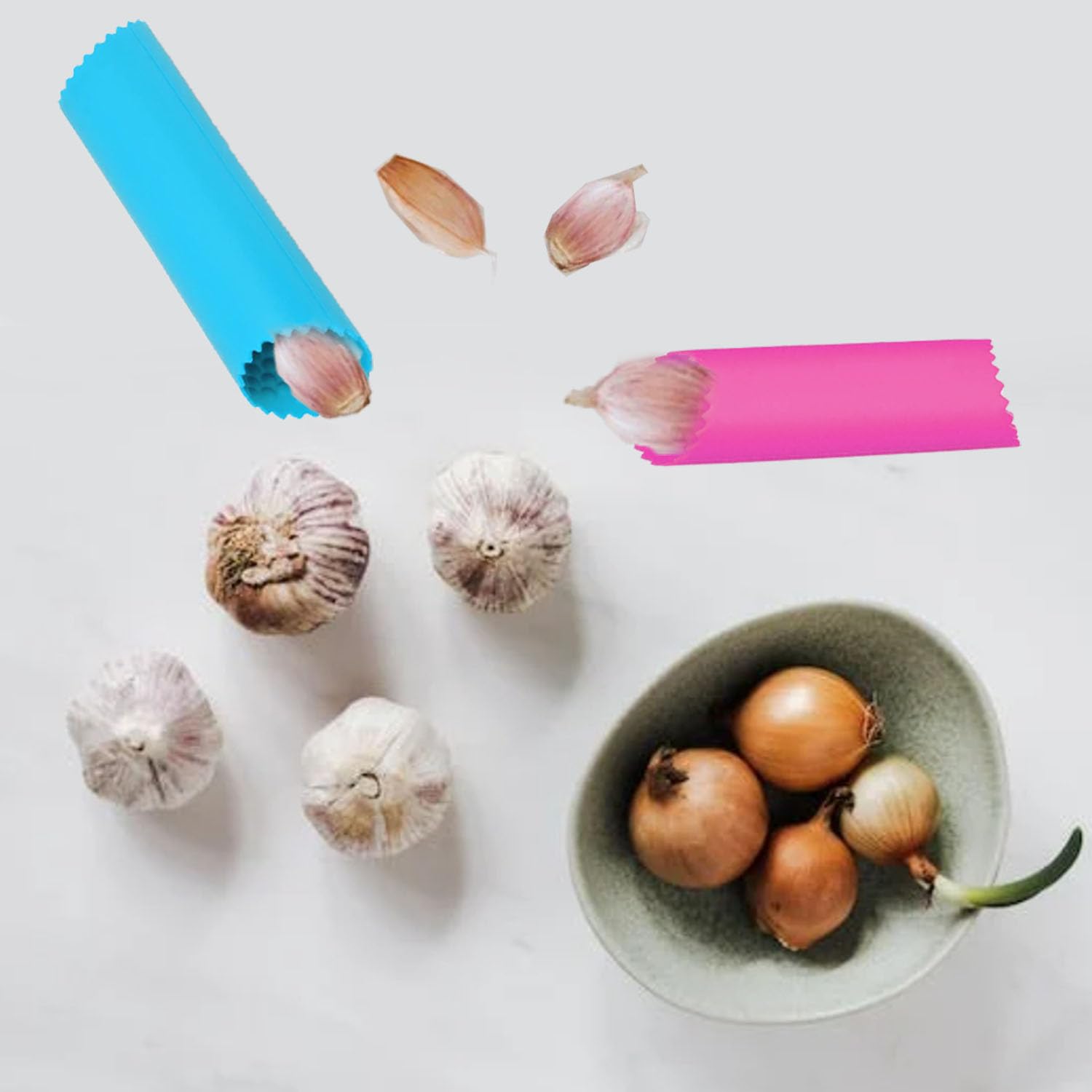 Juego de pelador de ajo, 10 piezas de rodillo de ajo de silicona, tubo pelador de ajo, herramienta fácil de pelar ajo, removedor de piel, rodillo de soporte conveniente para uso en la cocina 6