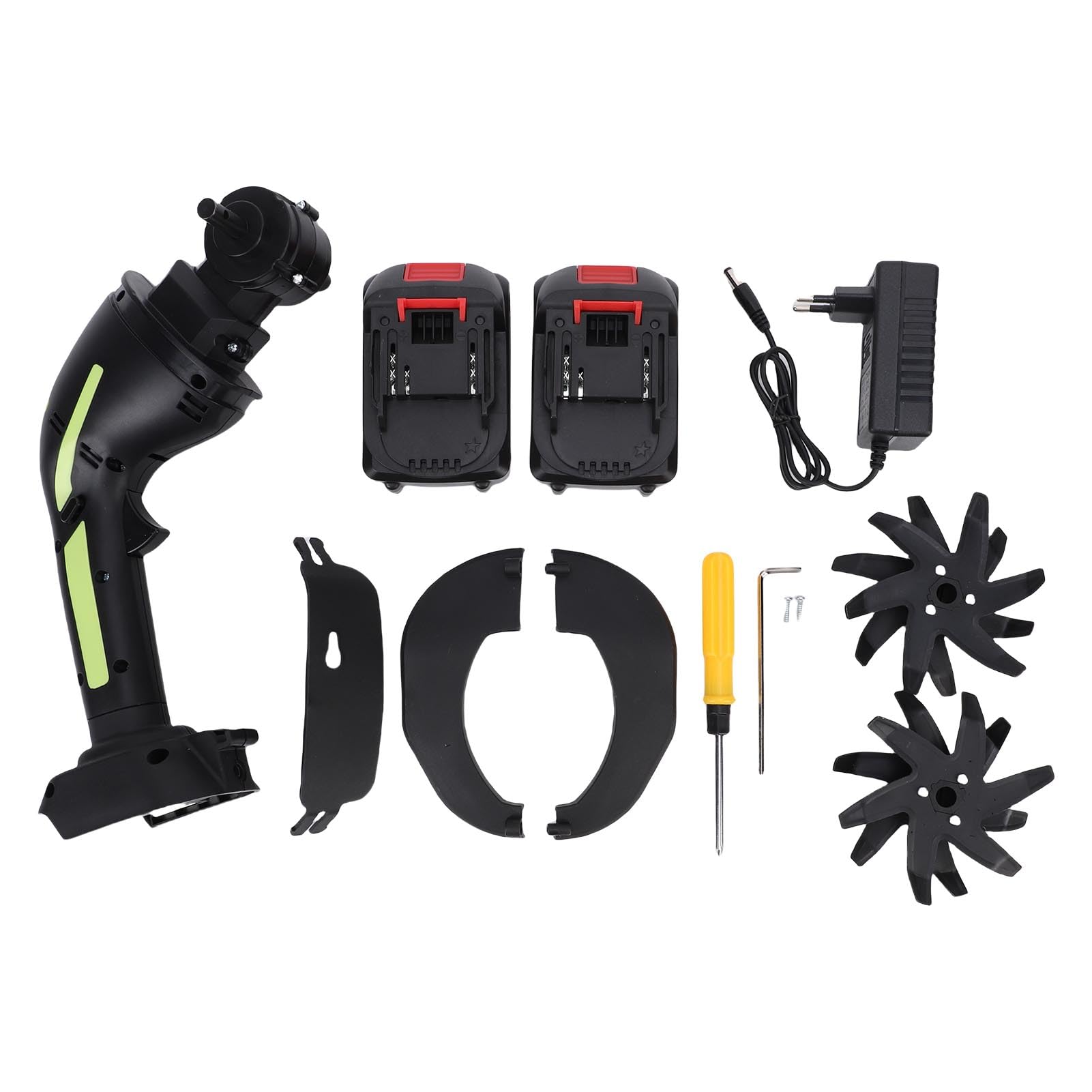 Acouto Motoazada de Jardín Inalámbrica, Eléctrica con Batería de Litio, Ancho de Labranza de 10 Cm para Deshierbe y Jardinería (Enchufe de la UE)