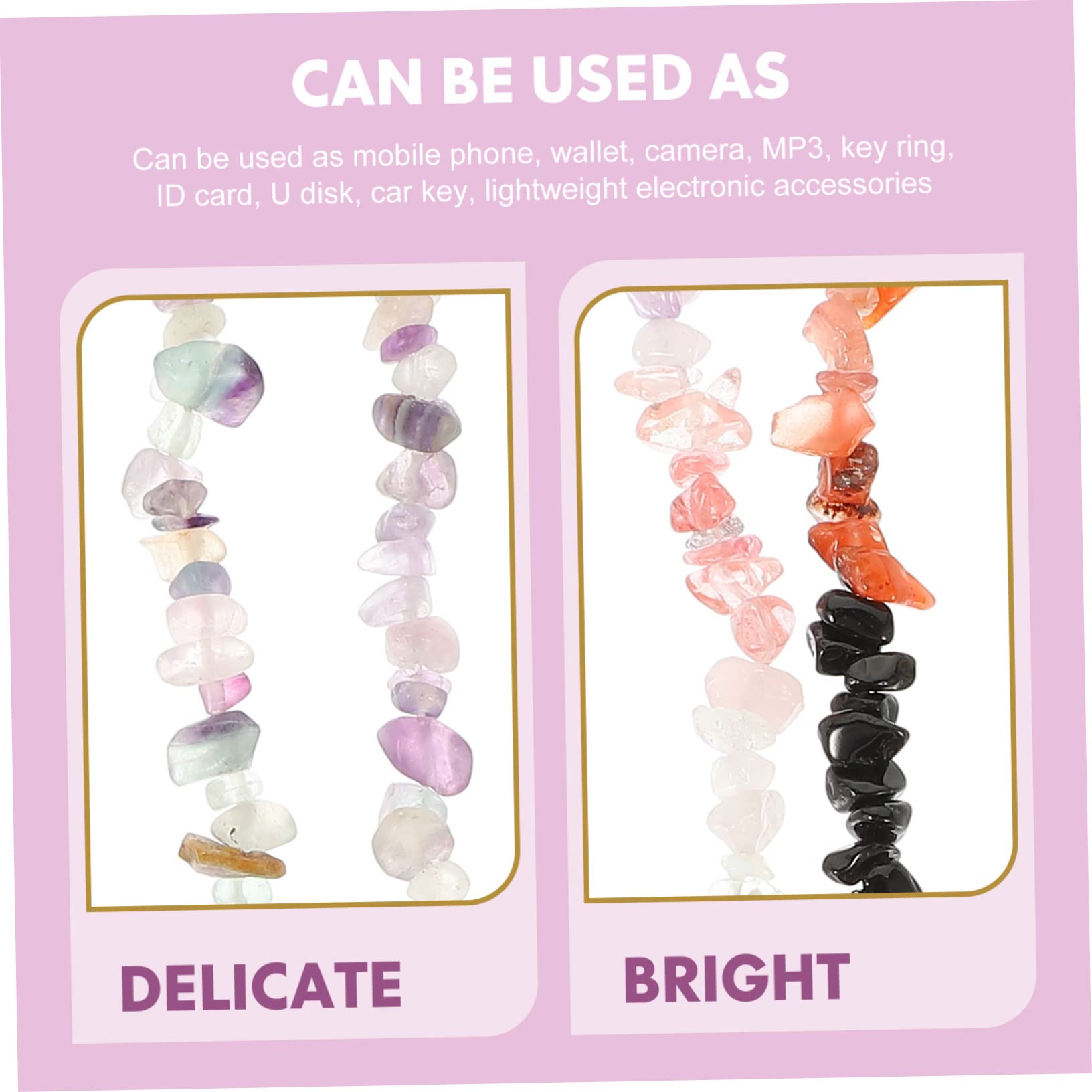 DOITOOL 8piezas Cadena De Teléfono Beads Cuerda Antideslizante Para Móvil Accesorio Decorativo y Práctico Para Llevar Teléfonos Cámaras y Llaves