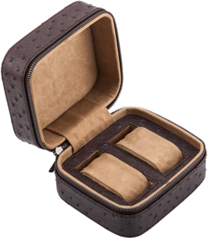 2 Slots PU Leather Watch Box with Zipper New Brown Travel Watch Storage Box Mechanical Watch Jewelry Gift Boxes