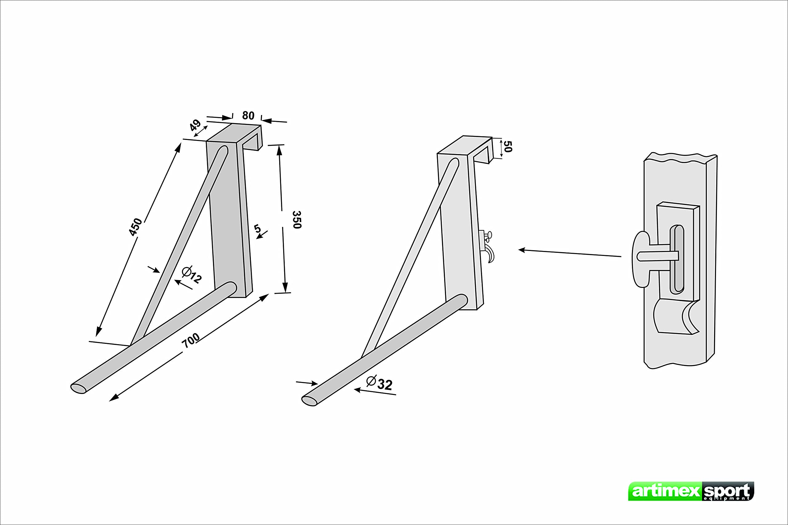 ARTIMEX Barre à dips (Barre d'immersion) pour l'espalier - utilisée dans Les Maisons, Les gymnases ou Les centres de Fitness pour l'entraînement et Le Fitness, Code 270-FI