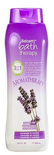 Belcam Bath Therapy Aromaterapia 3 en 1 Gel de baño de burbujas y champú, lavanda y vainilla, 16.9 onzas líquidas (F53201-13-RE)