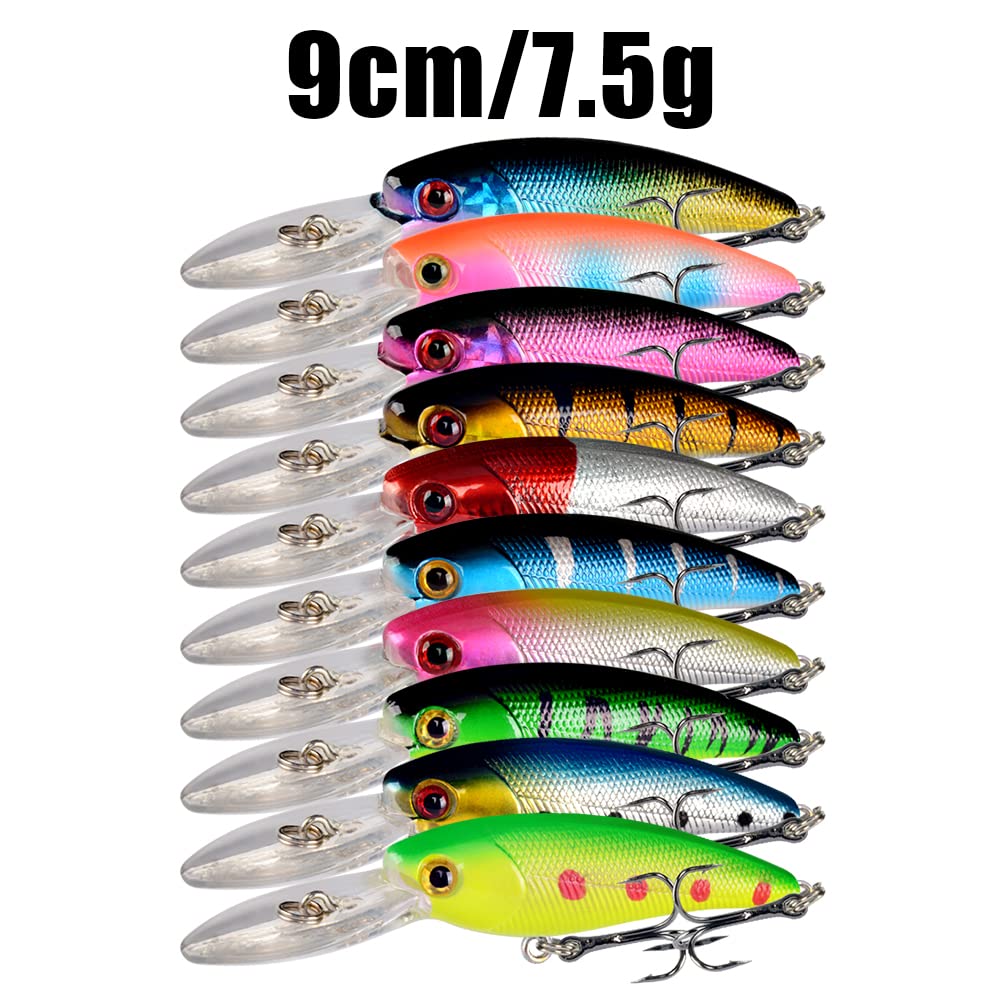 LINGYUE 48-Piece Fishing Lures Kit – Topwater Hard Baits, Minnow, Crankbait, Pencil, VIB, Swimbait For Bass & Pike | Saltwater & Freshwater