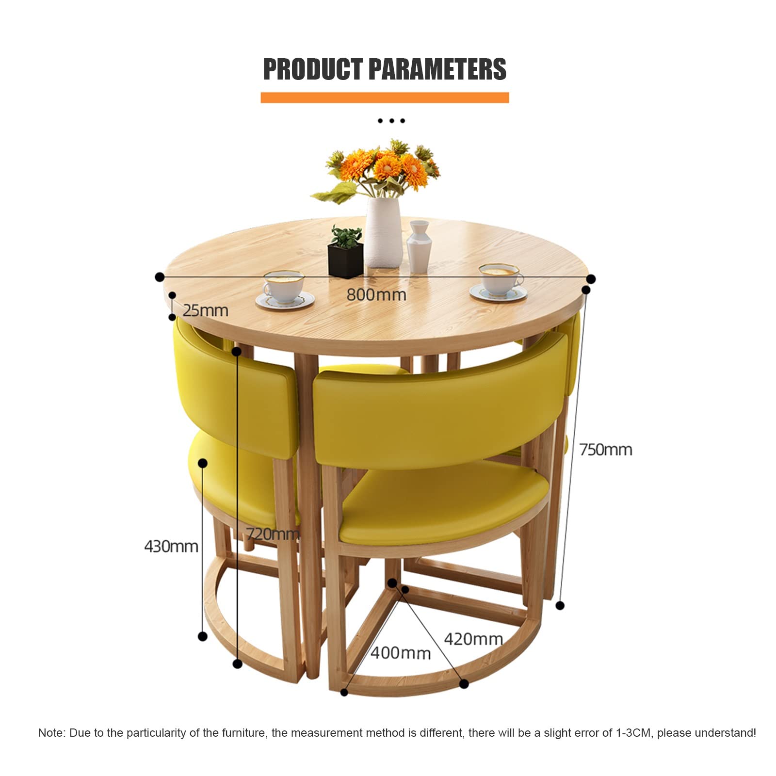 Moderner Konferenzraumtisch mit Business-Couchtisch und Stuhl-Kombination, kleiner runder Picknicktisch und Gartenmöbel-Sets für Büroküche (Orange)