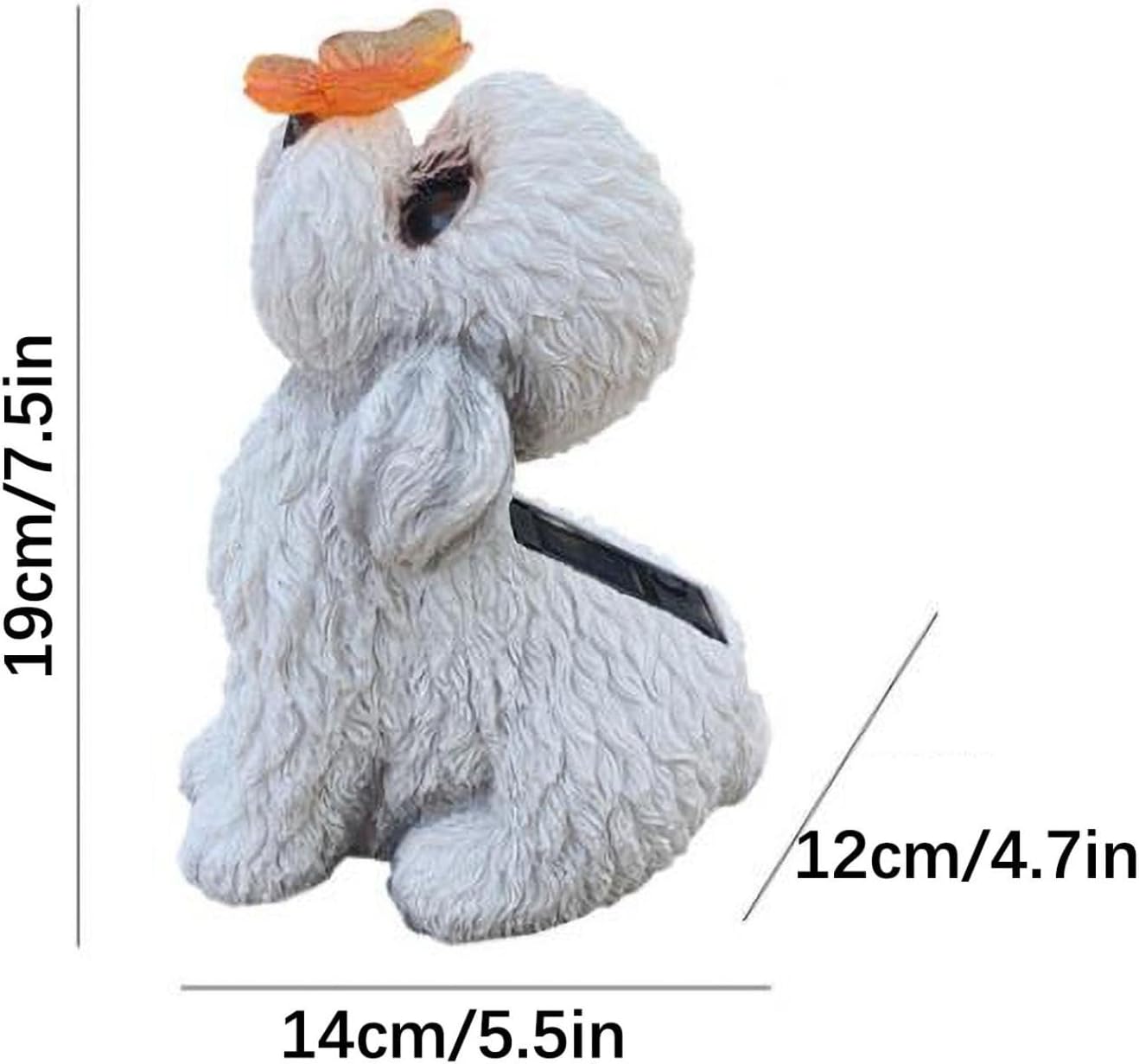 Bichon Frise with Butterfly Statue Bichon Dog Solar Lights Outdoor Dog Garden Figurine Decorations Resin Solar Animal Sculpture for Outside Backyard Lawn Bichon Frise Gifts - Image 7