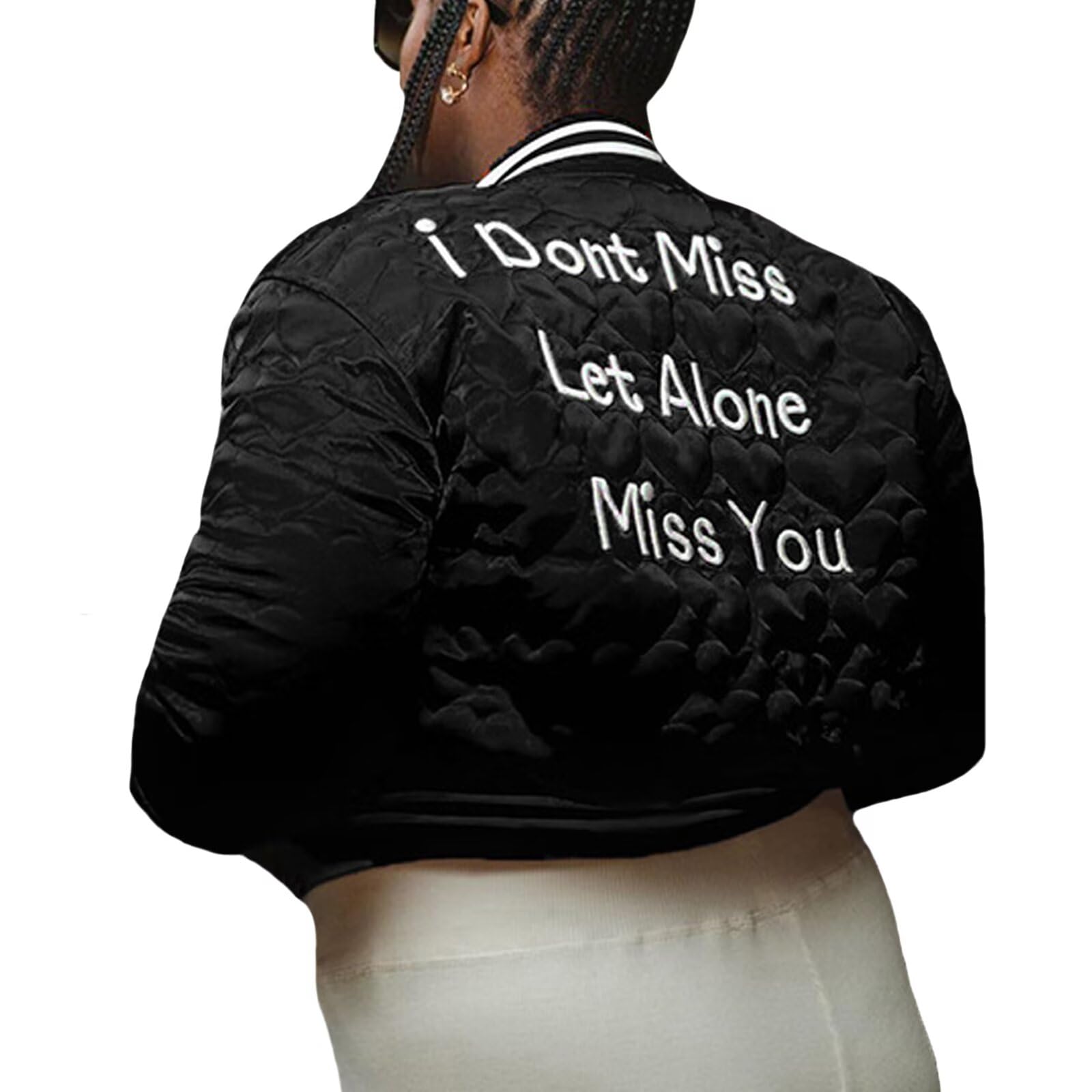 Women's Baseball Varsity Jacket Cropped Bomber Quilted