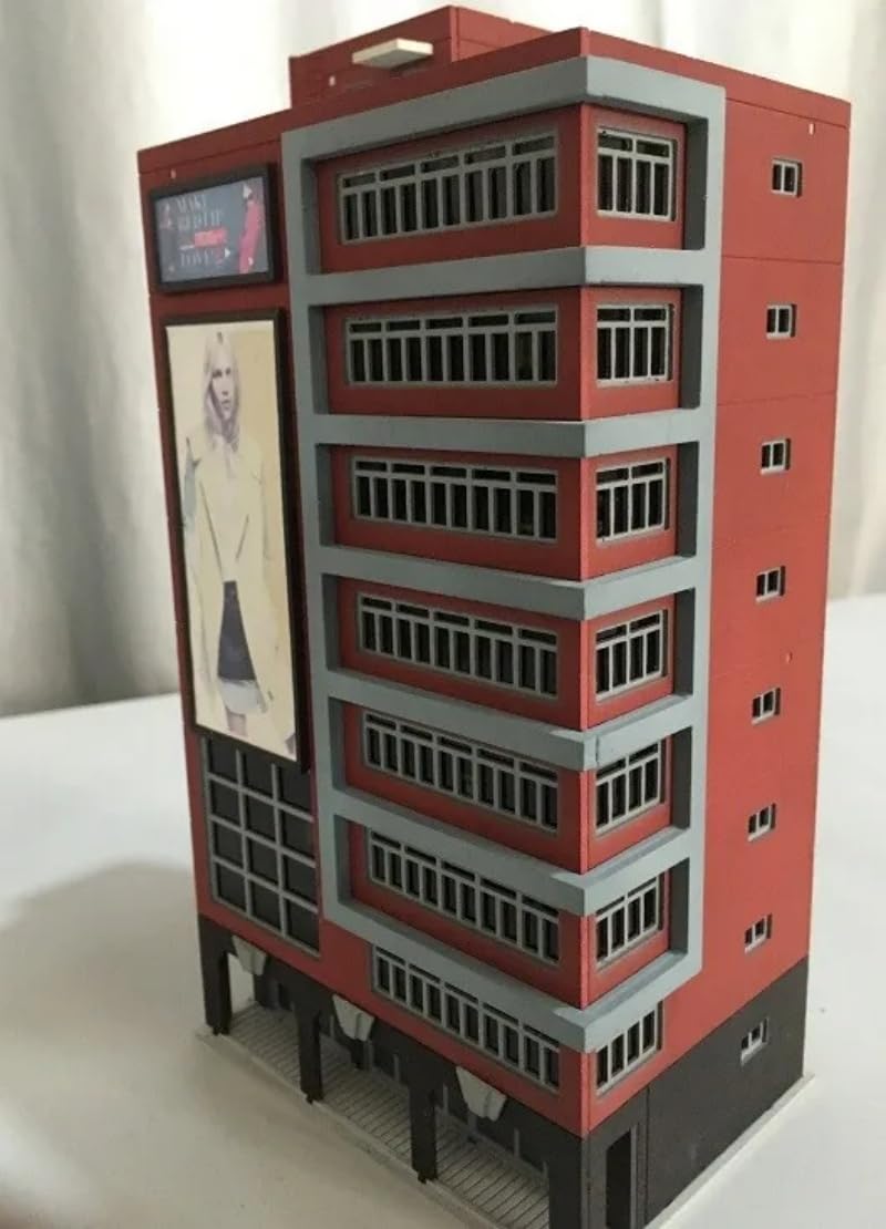 Generic 1/160 N Scale Buildings Train Railway Layout Modern Business Red Model House DIY