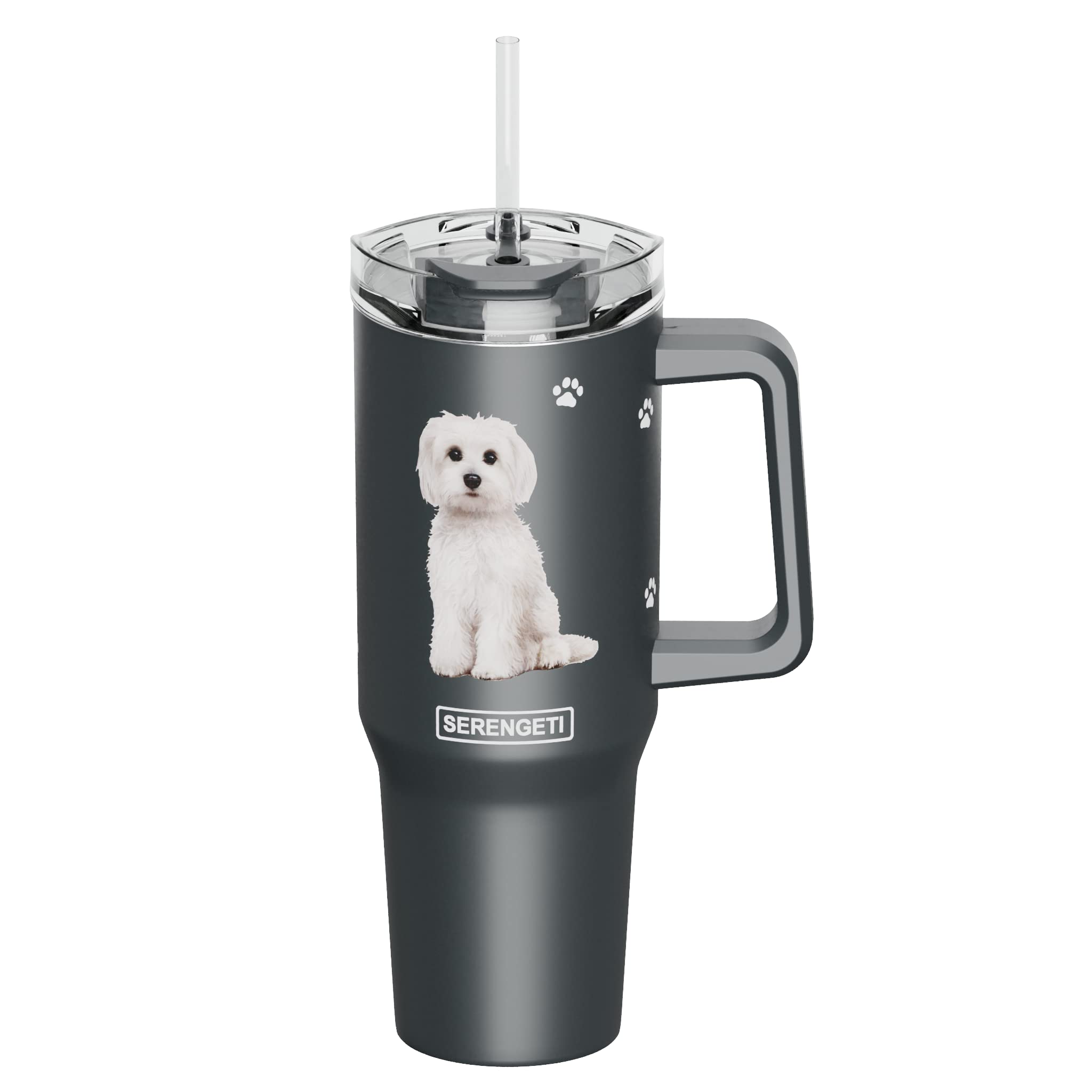 SERENGETI 40 Oz Ultimate Tumbler With Handle - Vacuum Insulated Travel Mug With Straw, 3D Dog Design (French Bulldog) - View #11