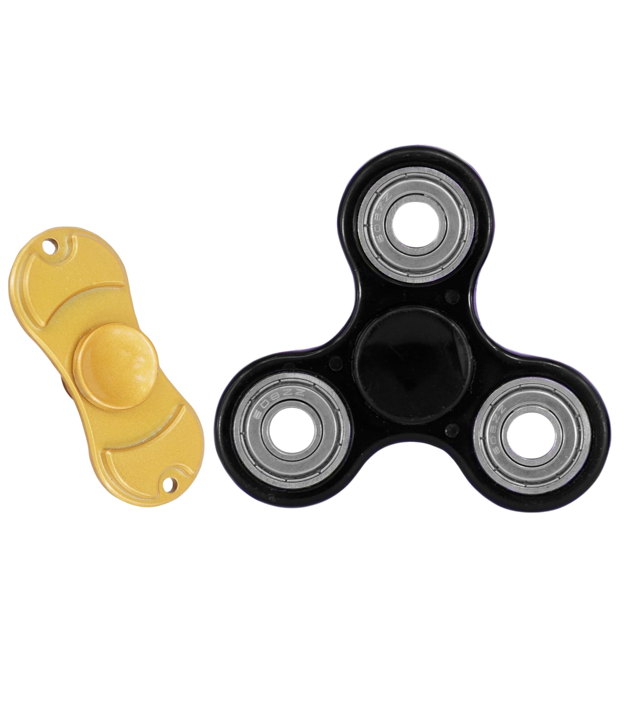 Premsons® Hand Spinner Desk Toy - High Speed Smooth Finger Spin Sensory Fidget Stress Relief Game Play for Kids & Adults - Birthday Party Gift - Combo - Black + Metal Gold Dual