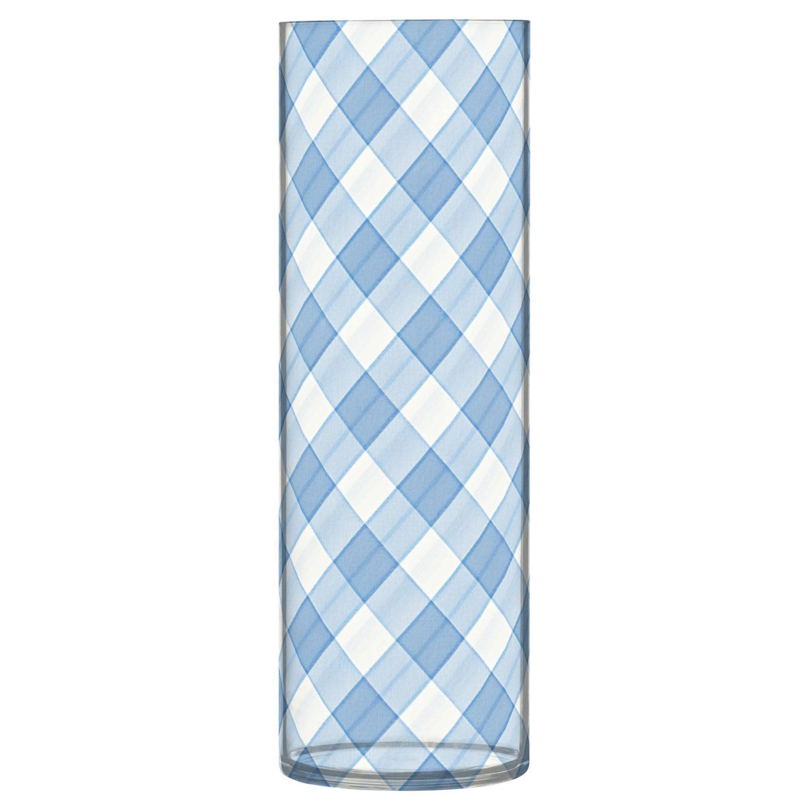 Vase cylindrique bleu acier clair à carreaux : finis les vases étroits difficiles à laver