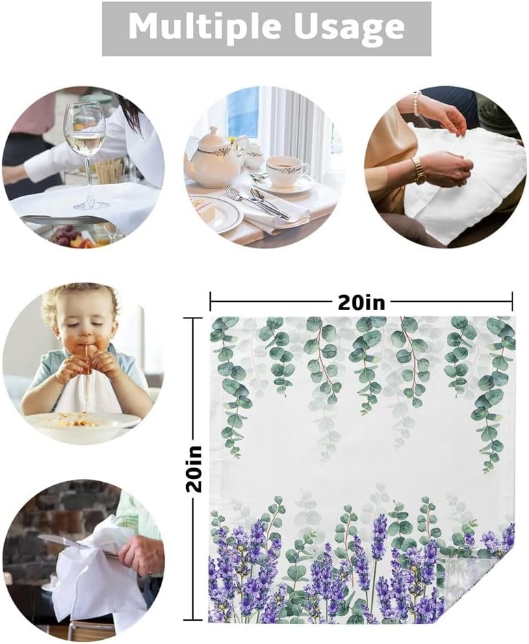 Lavender Flower Cloth Napkins Set Birthday Banquet Wedding Decor Restaurant Supplies Table(8pcs)