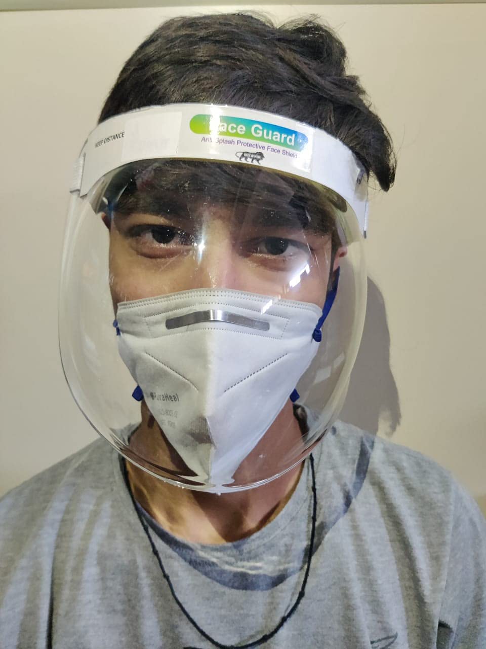 True-Ally 2 Pcs 1800 Micron (1 N95 Free) Heavy Duty Reusable/Anti-Fog/Unbreakable Long Lasting Face Shield visor, Droplet Protection, Transparent Breathable Clear Film Elastic Band