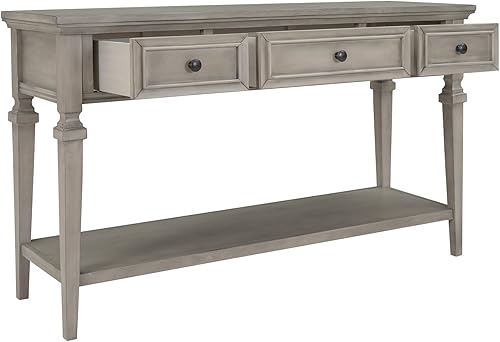 Miniatura 8 de Mesa de sofá larga y estrecha de 50 pulgadas, mesas de consola para entrada con 3 cajones de almacenamiento frontales y 1 estante, mesa auxiliar de