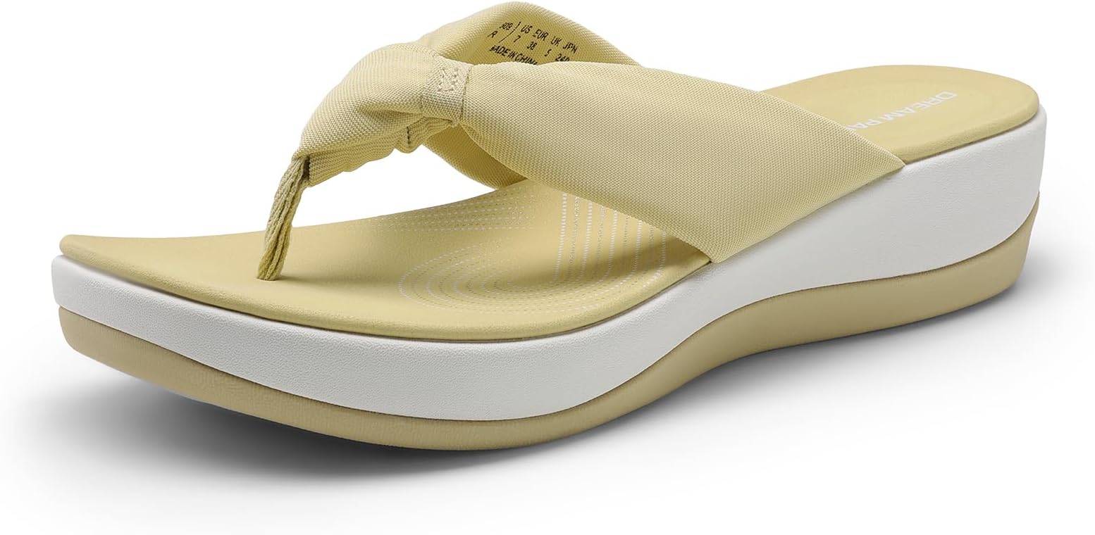 Platform Flip Flops for Women Cushioned Thong Sandals with Soft Eva Foam Insole Lightweight Lycra fabric Comfort Dressy Slides Slippers for Summer Beach