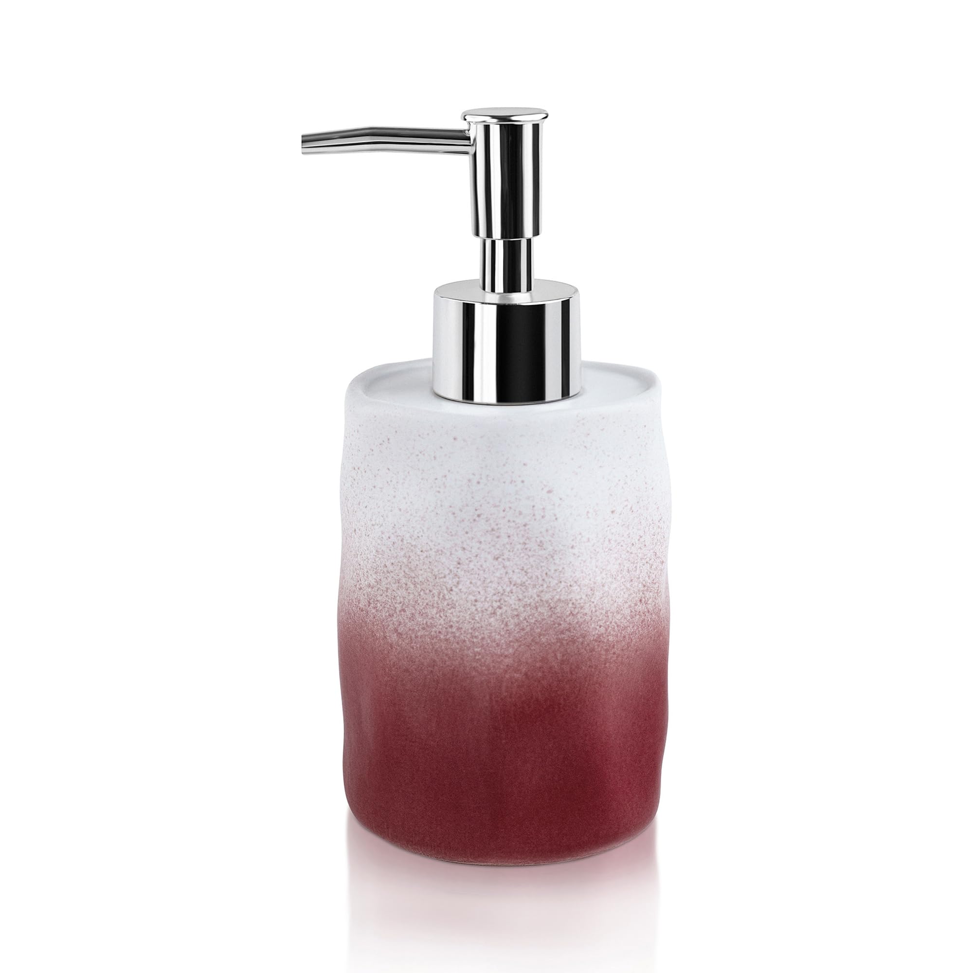 Ceramic Soap Dispenser for Wash Basin - Handwash Dispenser Bottle - Leak-Proof Design with Silver Glossy BPA-Free Pump, Flowra, Pink,SoapDispenser_Flowra_Pink