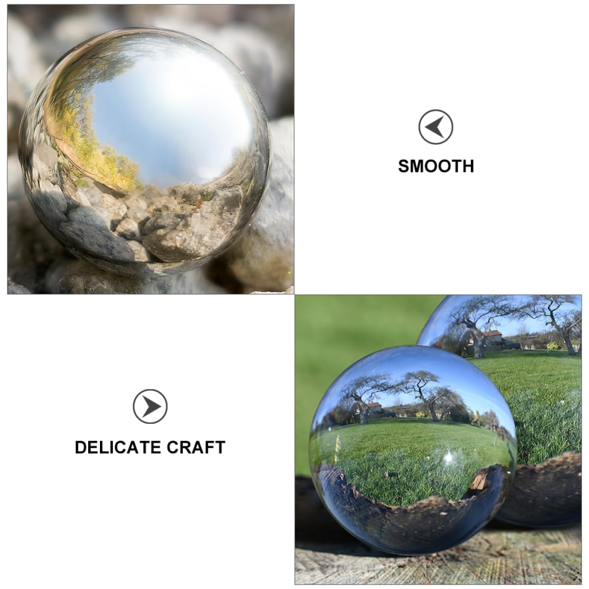 Abaodam Palla da Giardino Riflettente Lucidata in Acciaio Inox Argento