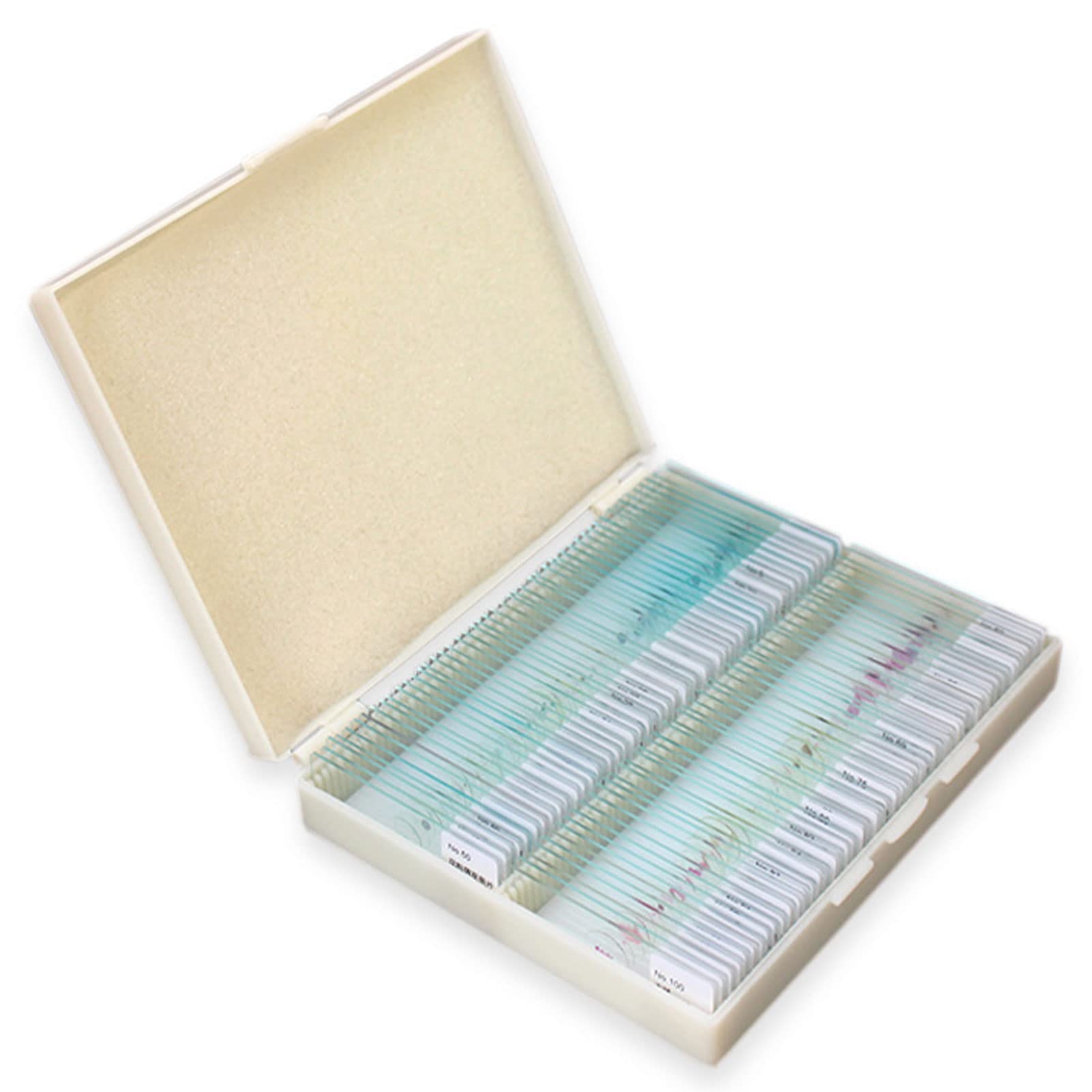 100PCS Biological Education Microscope Slides Set Lab Sample Specimens Set Includes 50 Kinds Of Animals +50 Kinds Of Plant Slices Microscope Biological Slices