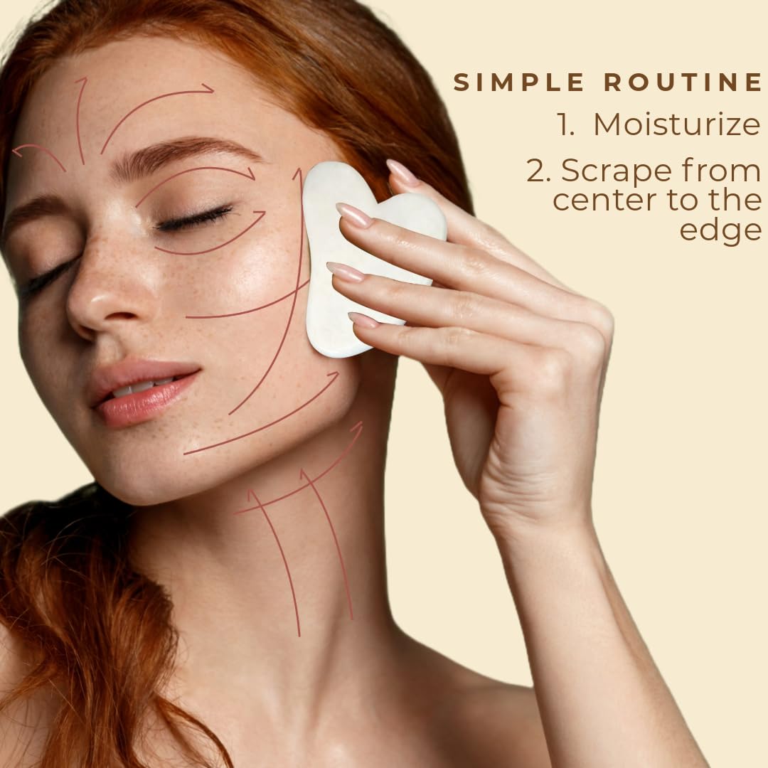 Jade Gesichtsroller & Gua Sha Massagewerkzeug für Gesicht, Augen & Hals Hautpflege, 100% Natürlicher Jade Stein Gesichtsroller Gua Sha Massagewerkzeug, Augenroller für geschwollene Augen