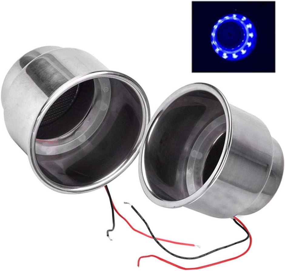 GOFORJUMP2pcs Car Truck RV Camper Marine Boat 12V Blue 14 LED Recessed Stainless Steel Cup Drink Holder