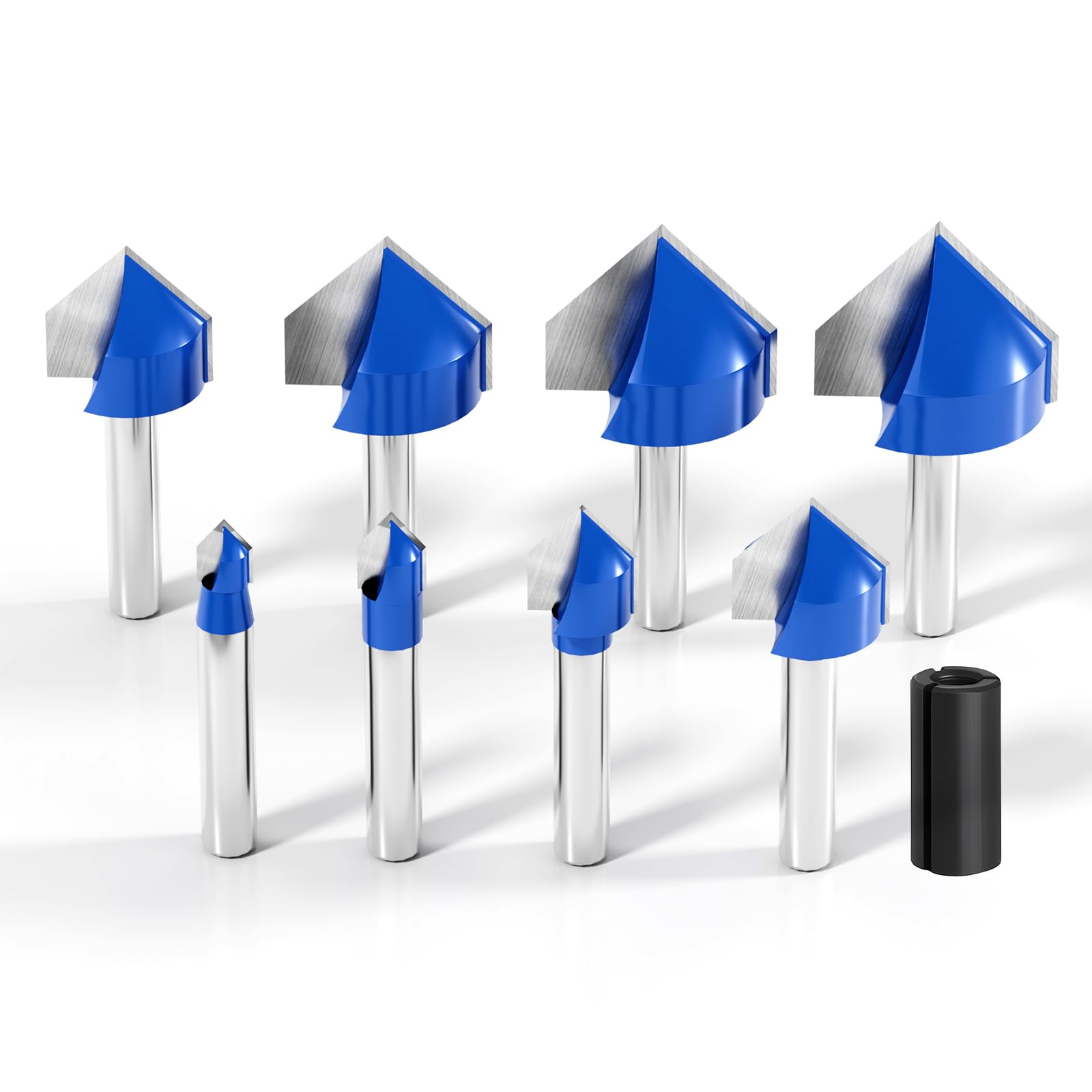 V Groove Router Bits - 8 Sizes for Woodworking & CNC -1