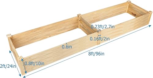 Miniatura 2 de VINGLI Macetero elevado de madera para exteriores, para verduras, jardinera elevada de madera para flores, hierbas y verduras, kit de caja de