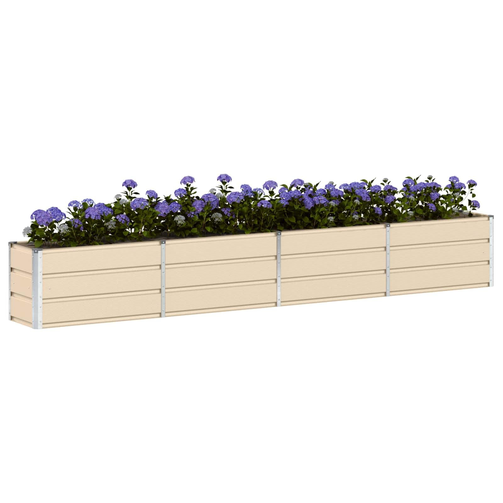 vidaXL Jardinière Ivoire 320 x 40 x 45 cm Acier, Décor de Jardin et terrasse, Pot Moderne, Support en Acier Robuste, pour Plantes d'intérieur et extérieur