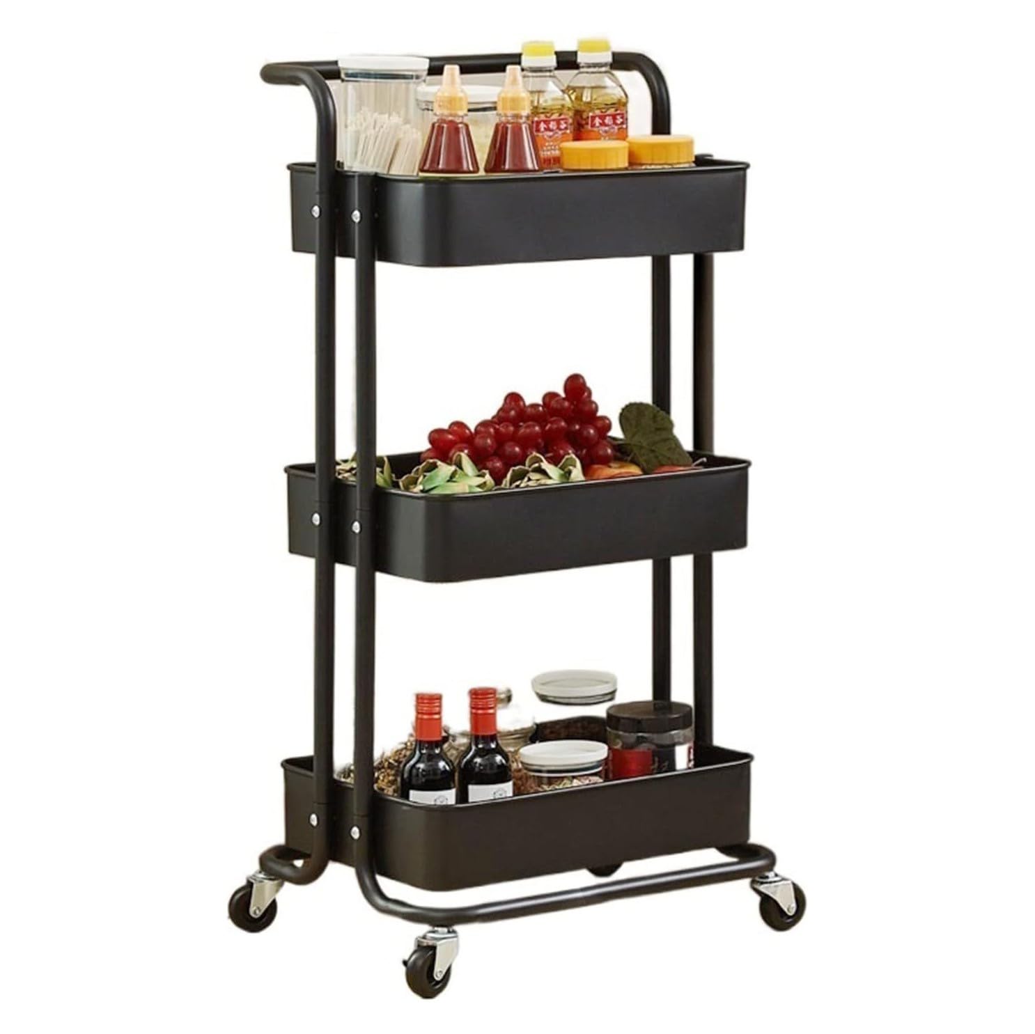 Carrito de Bar Carros de Servicio Carrito de Bar, Estante para salón, baño, Oficina, Carrito de Bebidas de 3 Niveles para cocinas, restaurantes, Salas de Estar, hoteles, Bares, Banquetes wyqdp24930(