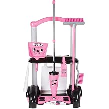 Casdon Henry & Hetty Toys - Hetty Cleaning Trolley - Pink Hetty-Inspired Toy Playset with Mop, Brushes, Dustpan, Accessories - Kids Cleaning Trolley Set - for Children Aged 3+