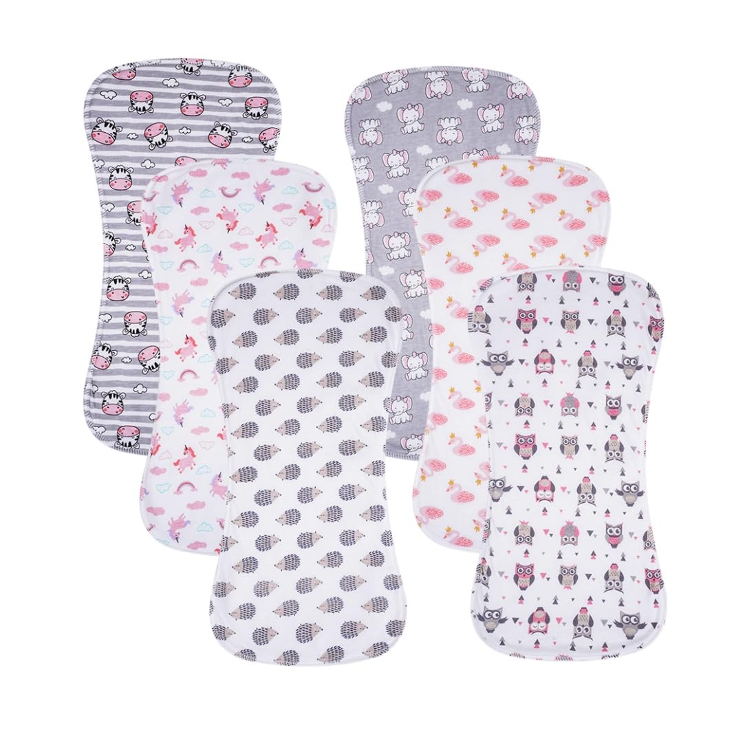 6 Pack Cotton Baby Burp Cloths Extra Absorbent Soft for Baby Boys and Girls (Multi02)