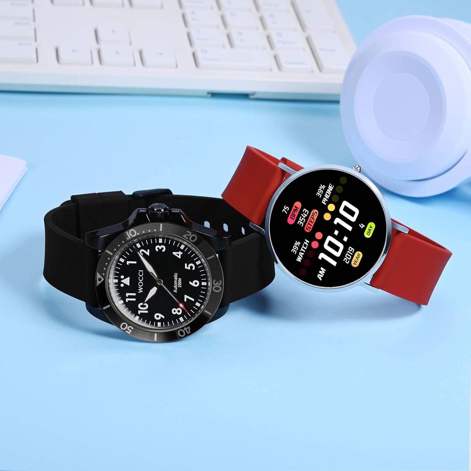 WOCCI 17mm Silicone Watch Band, Quick Release Rubber Replacement Strap with Silver Stainless Steel Buckle (Black) - Image 7