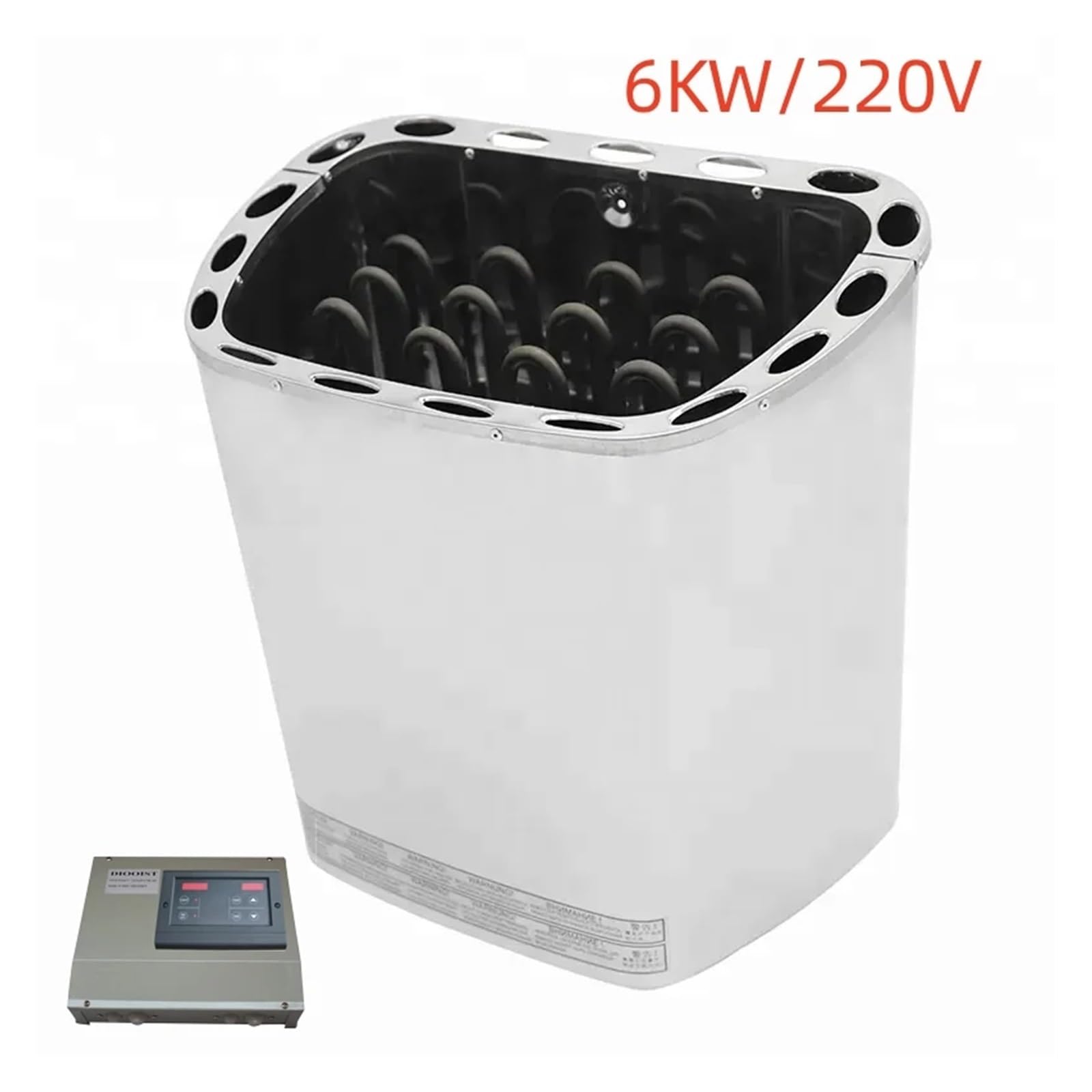 Poêle de Sauna électrique Ultra-Mince en Acier Inoxydable série Sac 9 KW avec contrôleur extérieur pour Sauna Sec (6 KW 220 V)