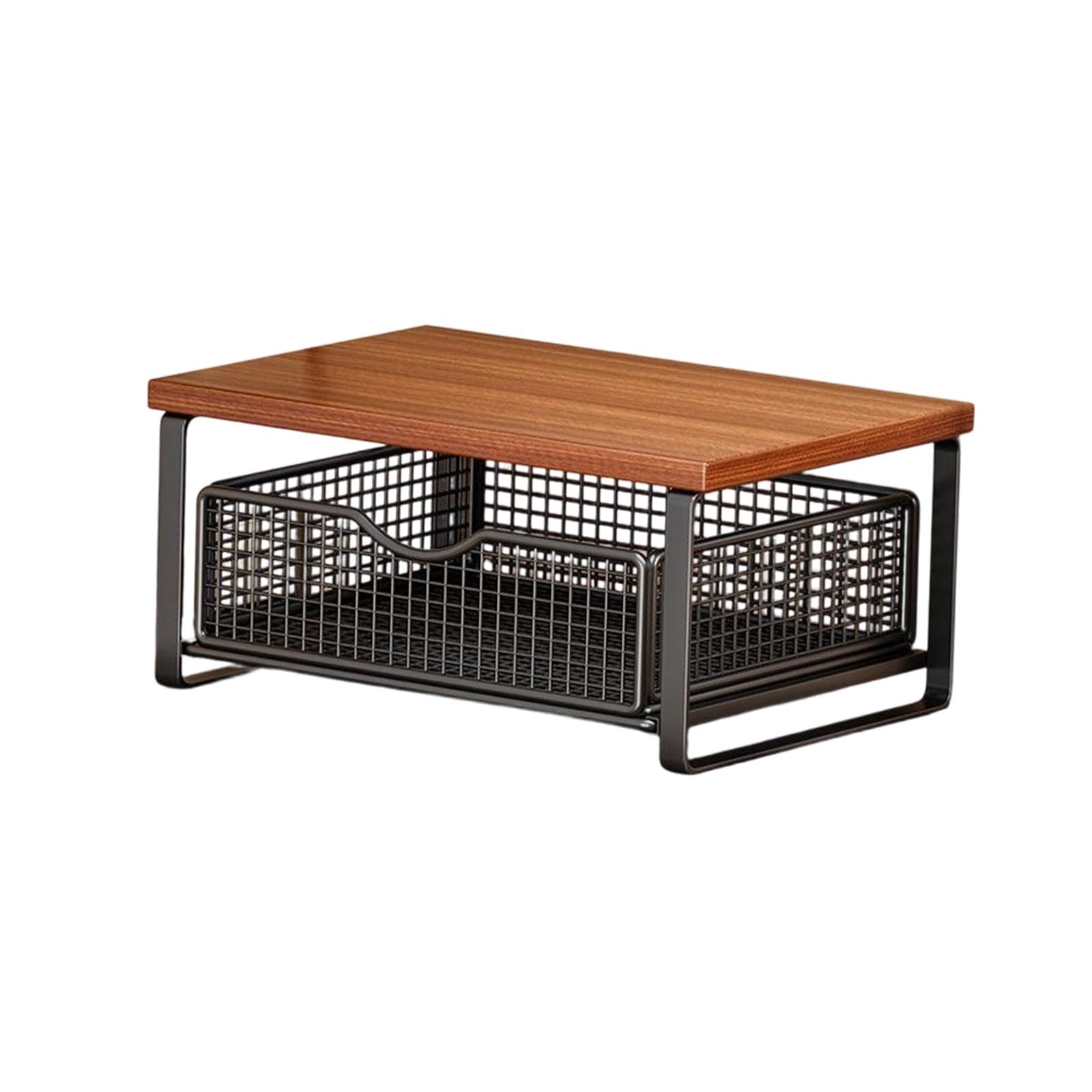 Stampante Scaffale Porta Stampante Mensola Organizer Desktop Cassetto Robusto in Legno E Metallo Design Stabile Funzione Versatile Adatto per Camera, Style D