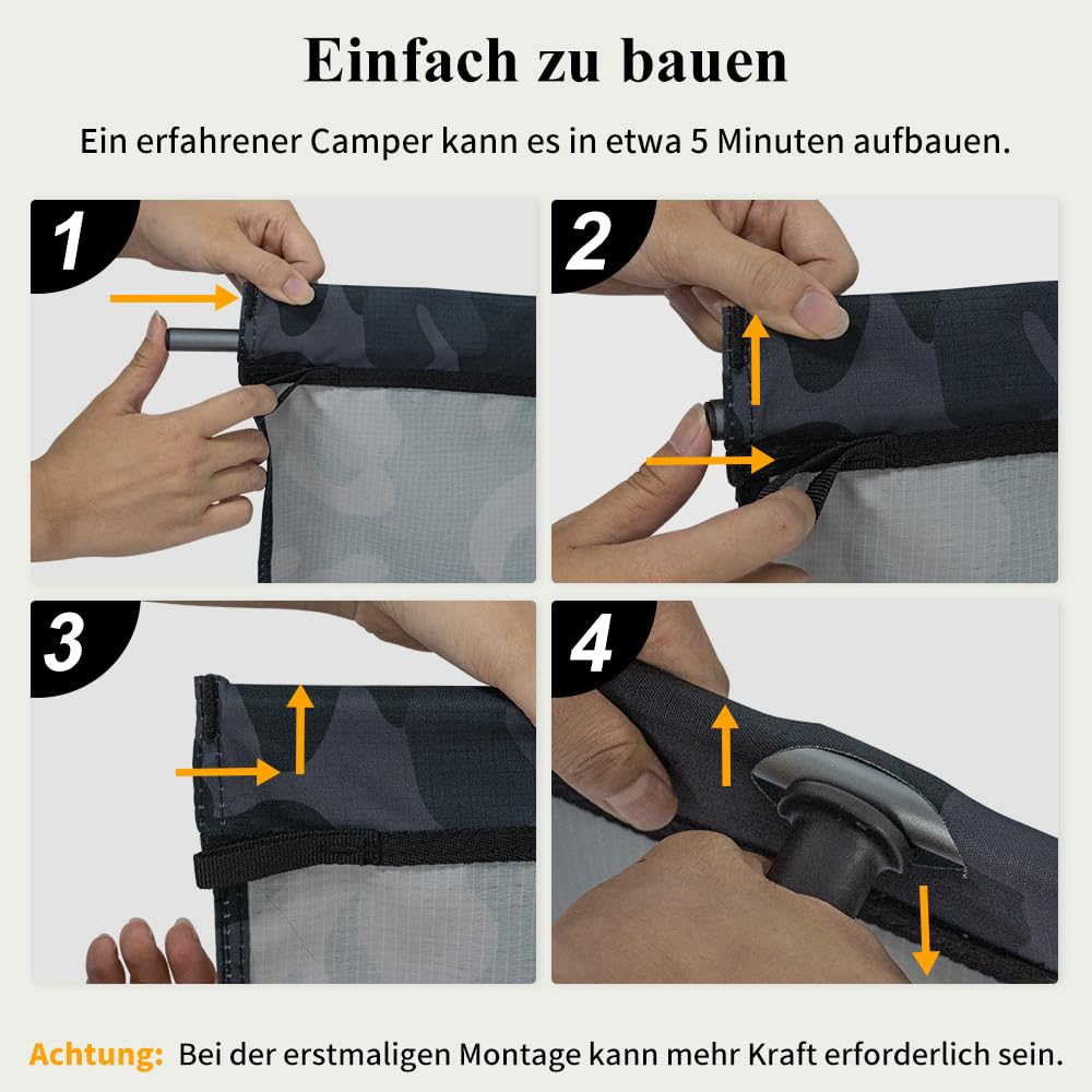 TOMOUNT Feldbett Ultraleichtes 190x70cm Camp Klappbett aus Aluminium Kompaktes Campingliege einfach zu Bauen belastbare Campingbett für Zelten, Outdoor Wanderung, Reisen, Strand - Tarnschwarz